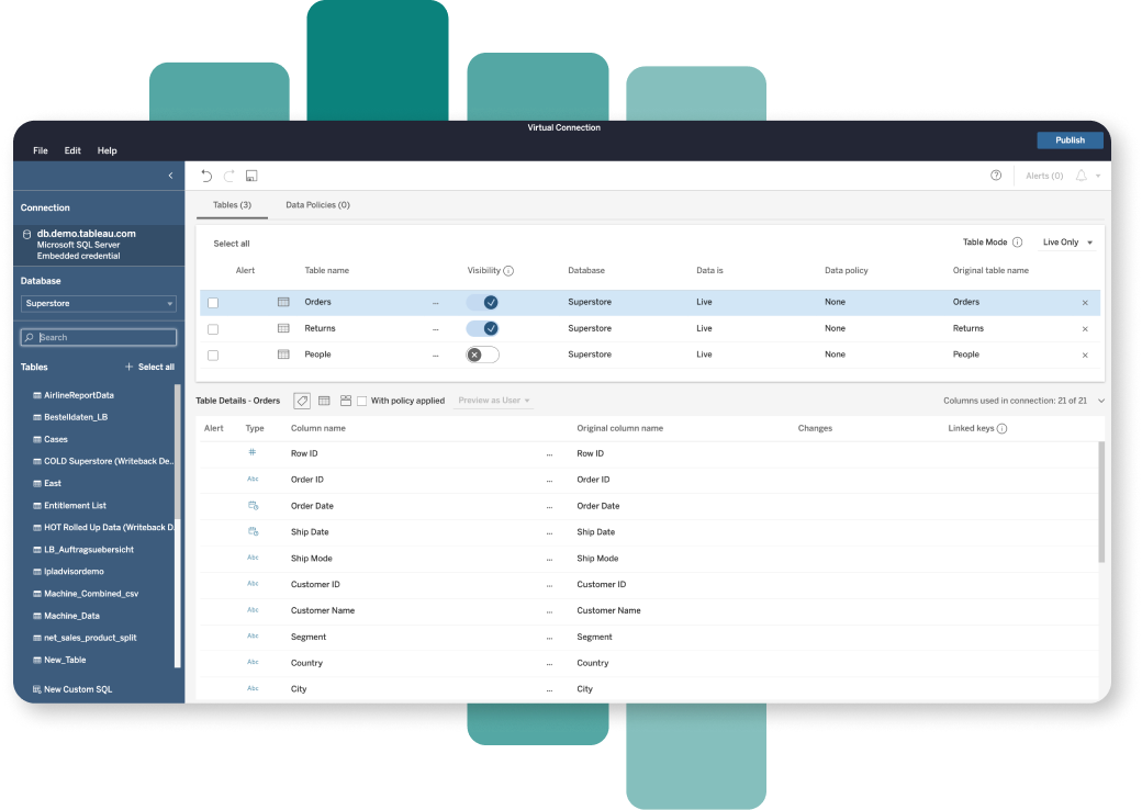 Decorative product screenshot of Tableau